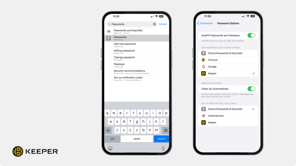 Keeper Passkey Setup Apple iOS
