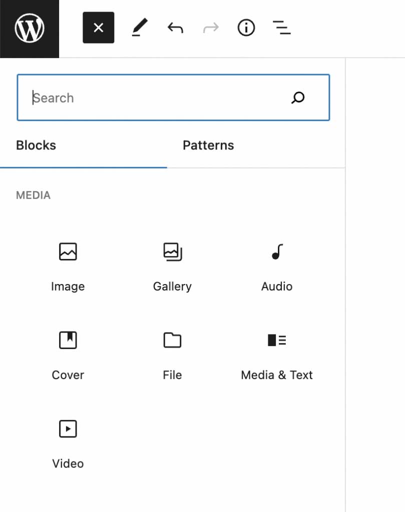 WordPress Gutenberg Add media blocks