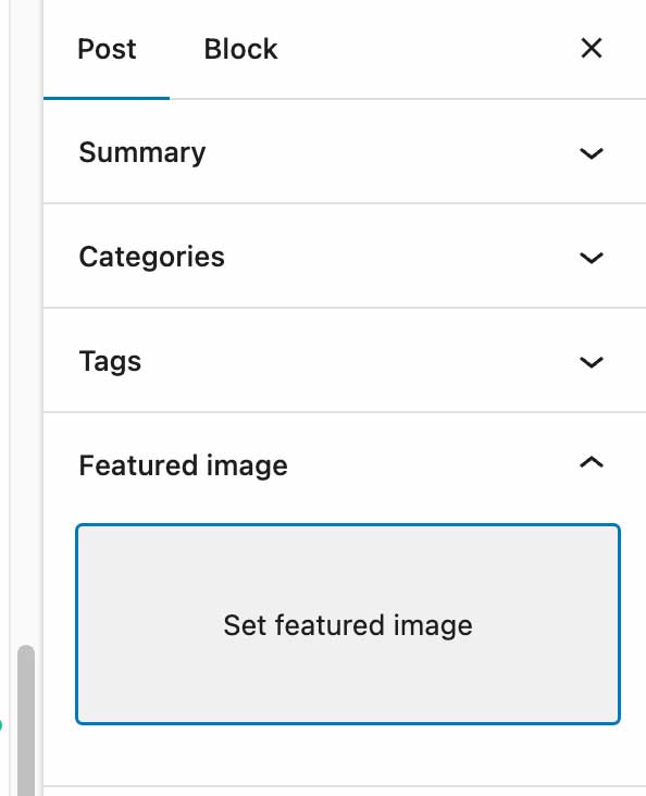 WordPress Gutenberg Set featured image post